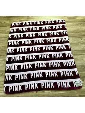 Victoria's Secret PINK Sherpa Ruby Logo Blanket 60 x 72 RARE